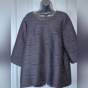 Maggie Barnes Black Textured 3/4 Sleeve Top Blouse | Size 0X (14/16)
